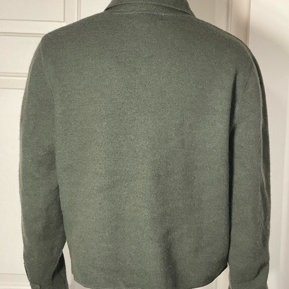 Vintage JONES NEW YORK Merino Wool Cardigan Sweater Size P/L Green Applique - Picture 2 of 11